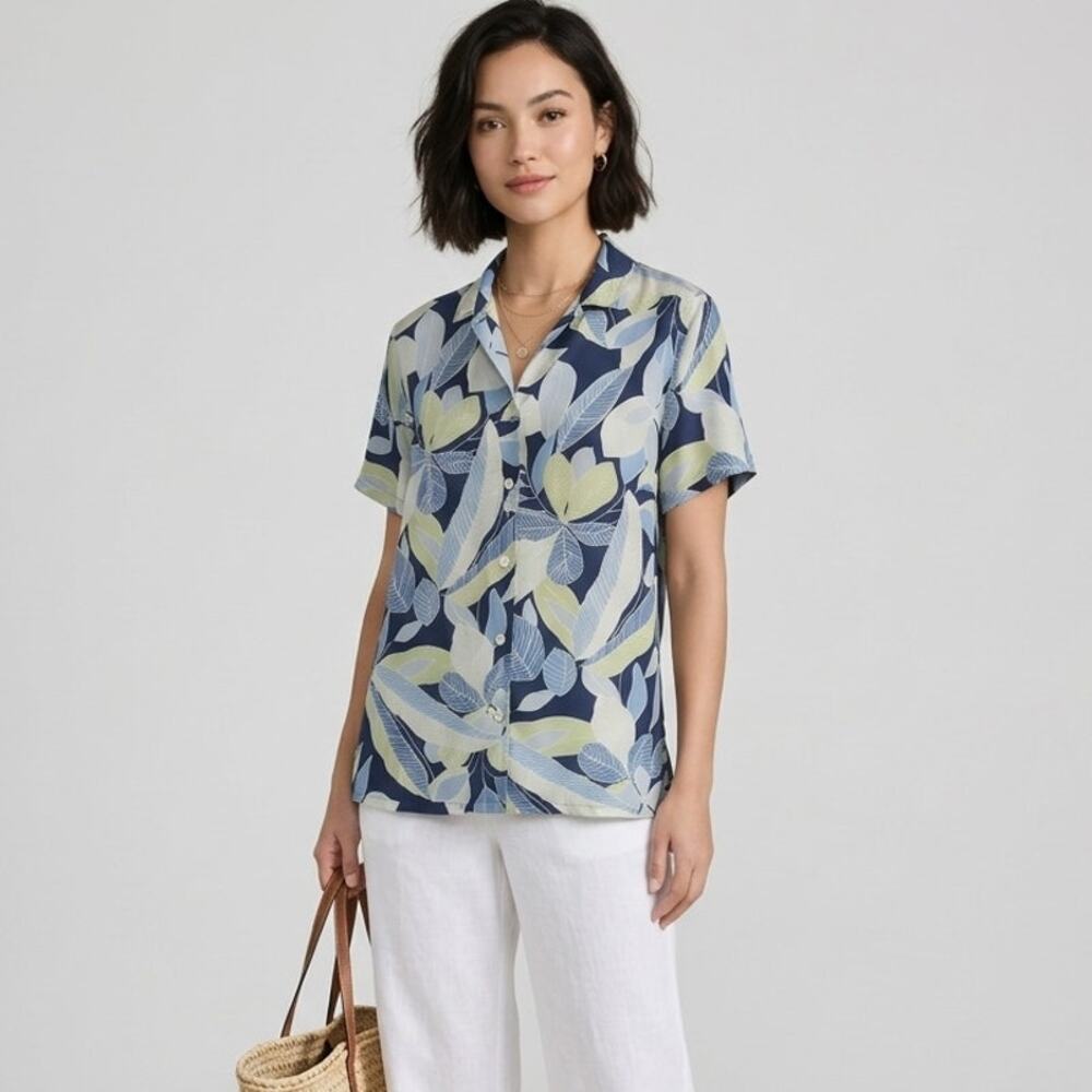Linden Hill Vintage 100% Silk Tropical Shirt S